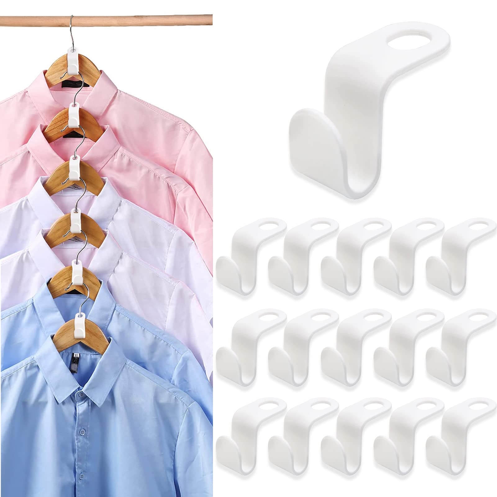 100PCS Clothes Hanger Connector Hooks Plastic Hanger Hooks Extender Hanger Clips for Closet Hangers Space Saving Hangers (100 White)