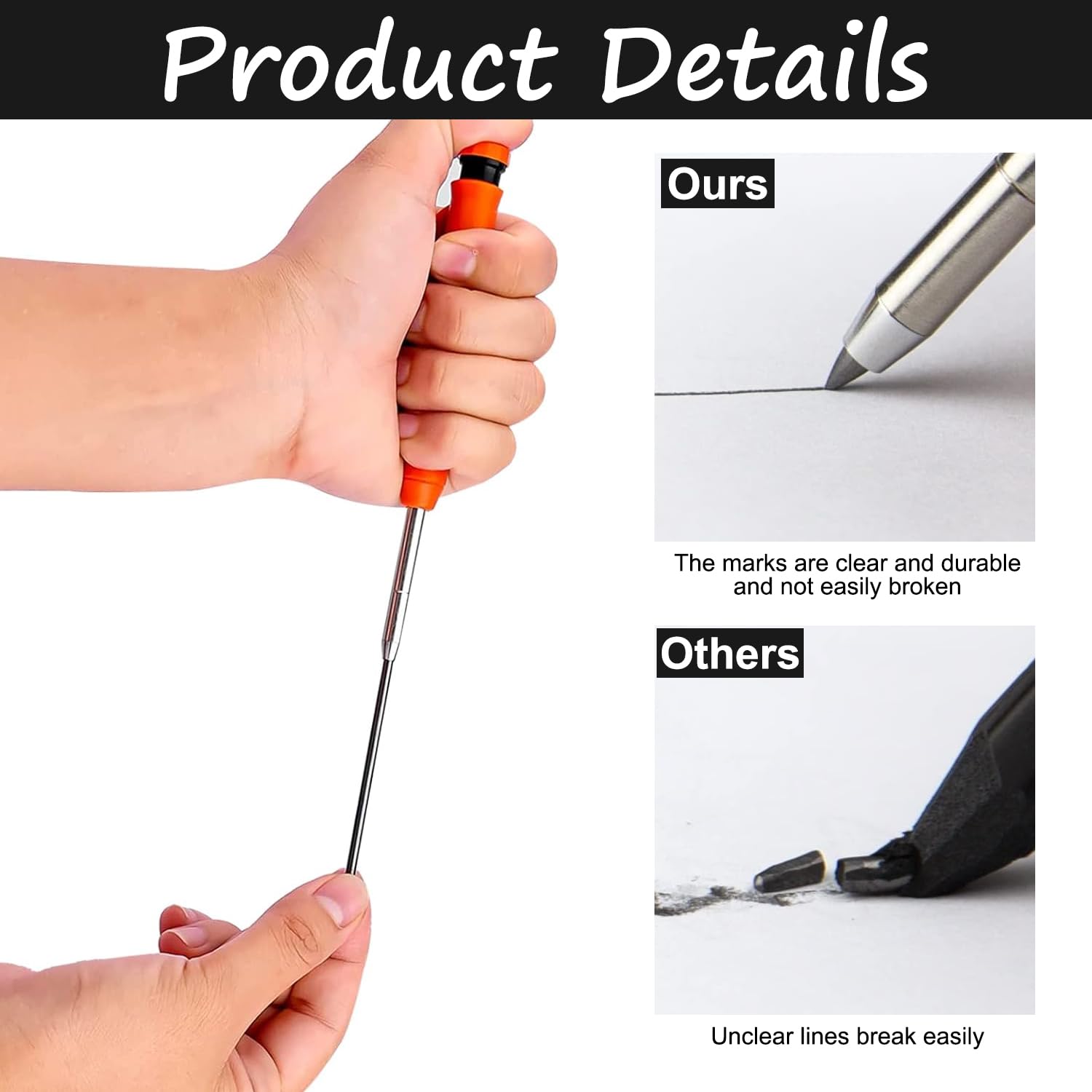 Pencil Refills 36 Pcs Black Pica Pencil Lead Refill 2.0mm Lead with Storage Case for Carpenter Drafting Sketching Drawing Art Design - Image 3