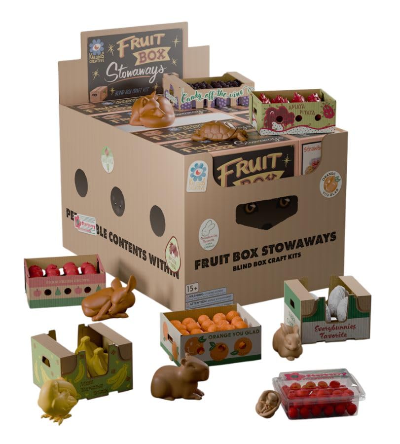 Kaleidos - Caja de frutas Stowaways DIY Craft Kit Caja ciega 6ct CDU