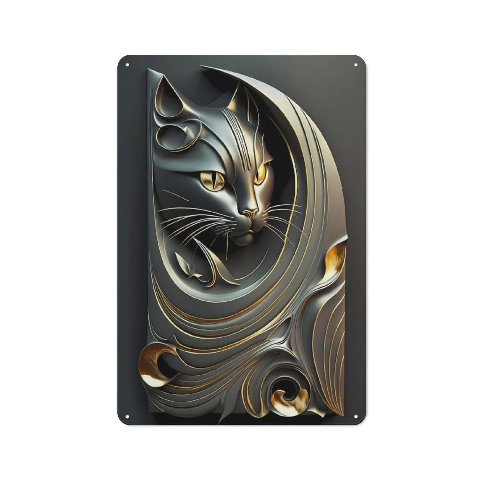 Junmoney Style-9 Metal Wall Sign 30X20cm Featuring Royal King Cat Art Deco For Garage Or Workshop, For Garage, Workshop And Man Cave Decoration