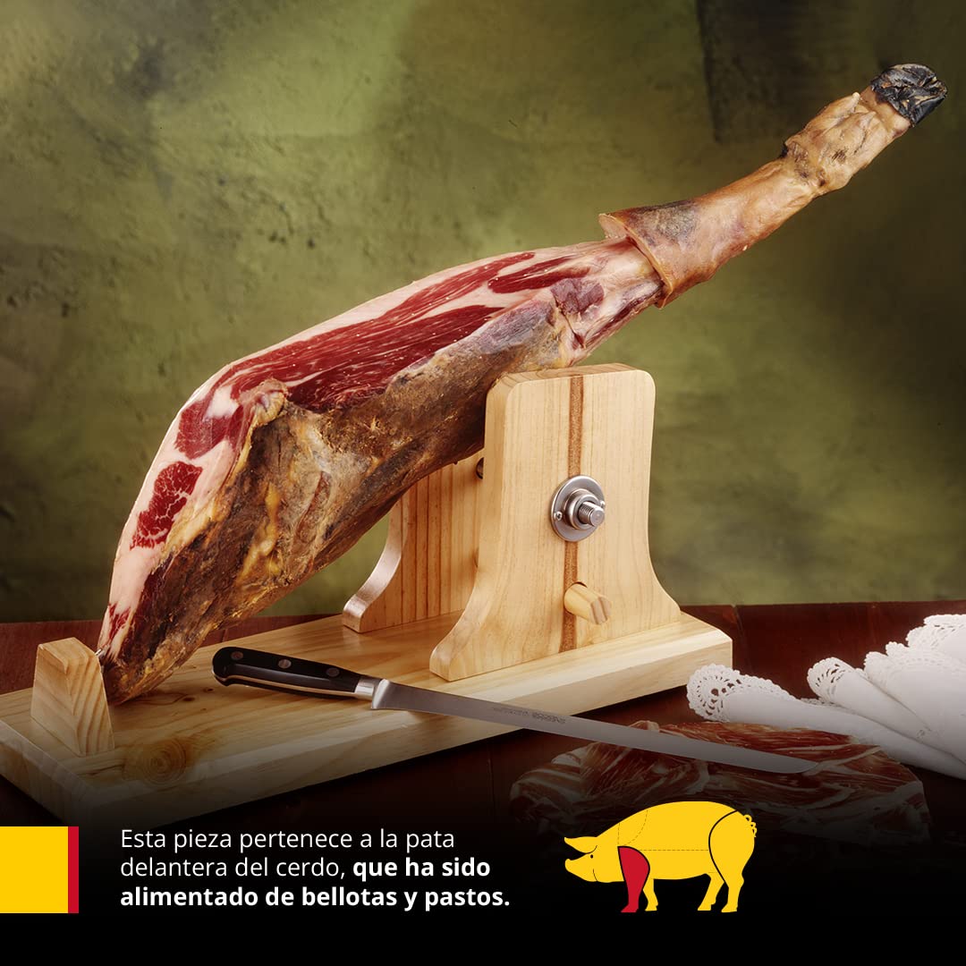 Paleta Cinco Jotas 5J de Bellota Pata Negra - Paletilla Entera 100% Ibérica de Jabugo - Más de 24 Meses de Curación - DO Jabugo - Peso 4,5Kg-5Kg - Jamonarium