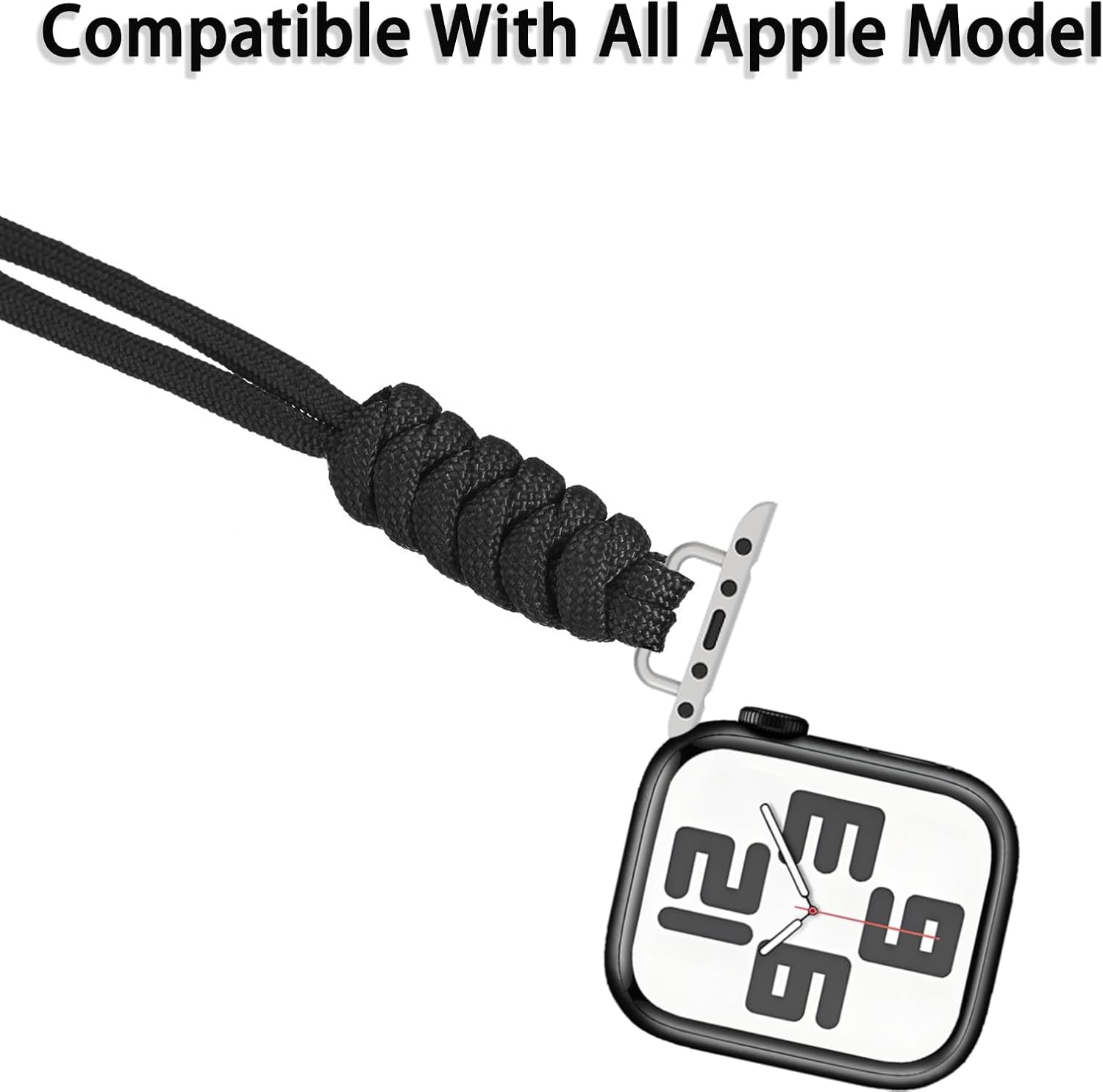 Compatible with Apple Watch Necklace Adapter Pendant, Nylon Weave Chain Compatible with Apple Watch Series 10, Ultra 2, SE, Ultra 9 8 7 6 5 4 38mm 40mm 41mm 42mm 44mm 45mm 46mm 49mm Women Men, Necklace Lanyard Chain Connector for iWatch