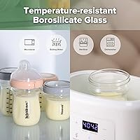 Vista 6 de haakaa Gen.3 - Biberón de vidrio natural con cuello ancho y anticólicos de flujo variable, fácil de limpiar y con pestillo para bebés de 6 meses