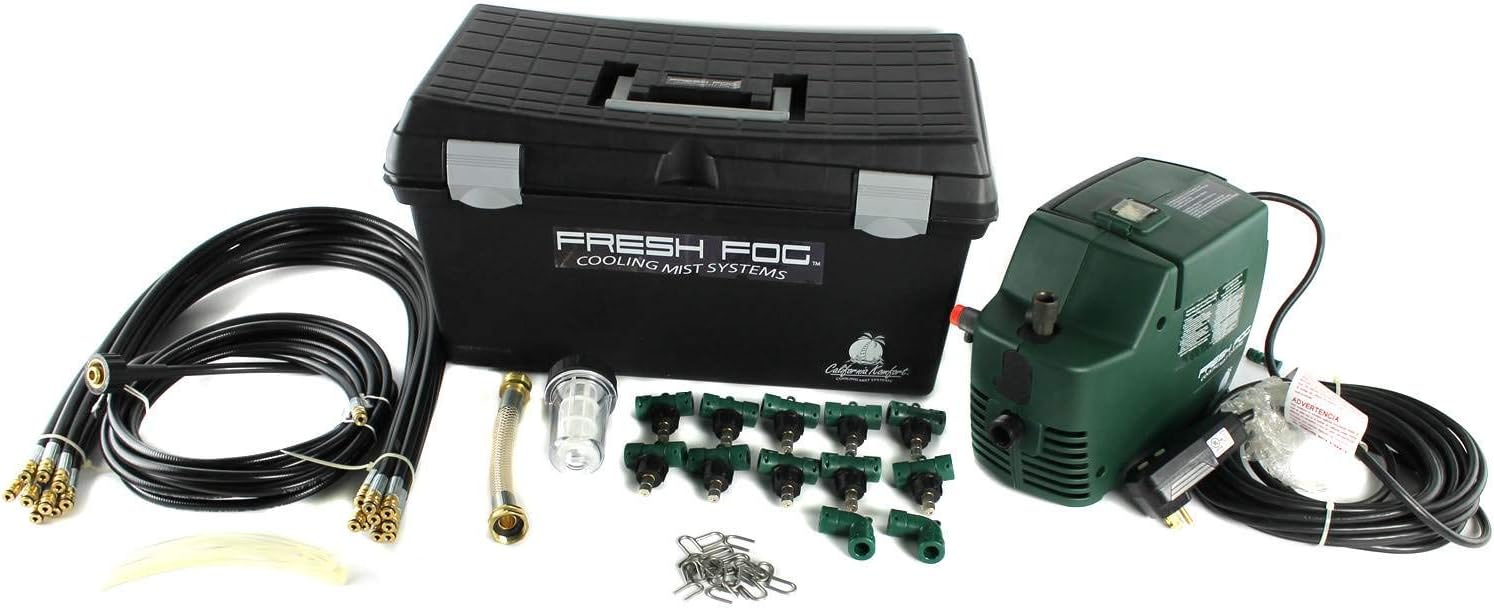 80042 Electric Outdoor Cooling Misting System Kit with Heavy Duty Carrying Case