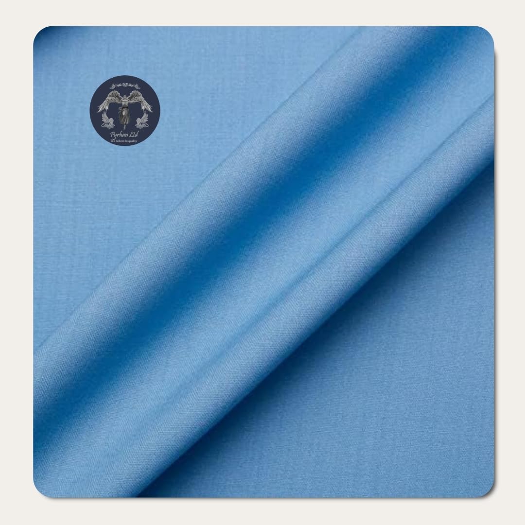 Pyrhan Ltd Plain Cotton Fabric by the Metre Fabric for Dressmaking, Quilting, Cushions, Pillowcases, Curtains Lining, Material for Making Patchwork & Fat Quarter 60 Inch Width (Sky Blue)