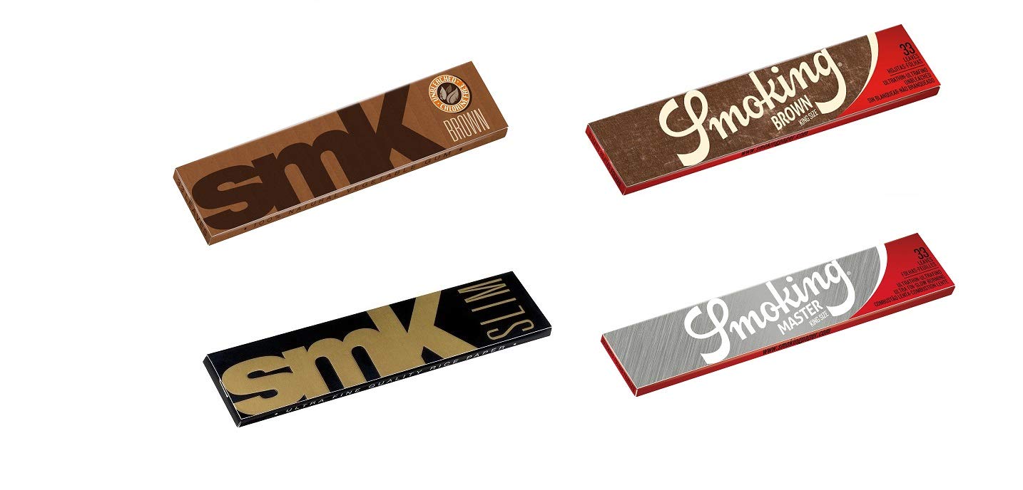 SMOKING King Size Master/White Thin Rolling Paper + Smoking Brown/Unbleached King Size Cigarette Rolling Paper + SMK Gold Slim King Size /White Rolling Paper + SMK Brown/Unbleached King Size Rolling Paper (Each One Booklet ) (Total -Pack of 4 BOOKLETS) (Combo Offer Cigarette Rolling Paper) by (SMOKING TRADING HOUSE))
