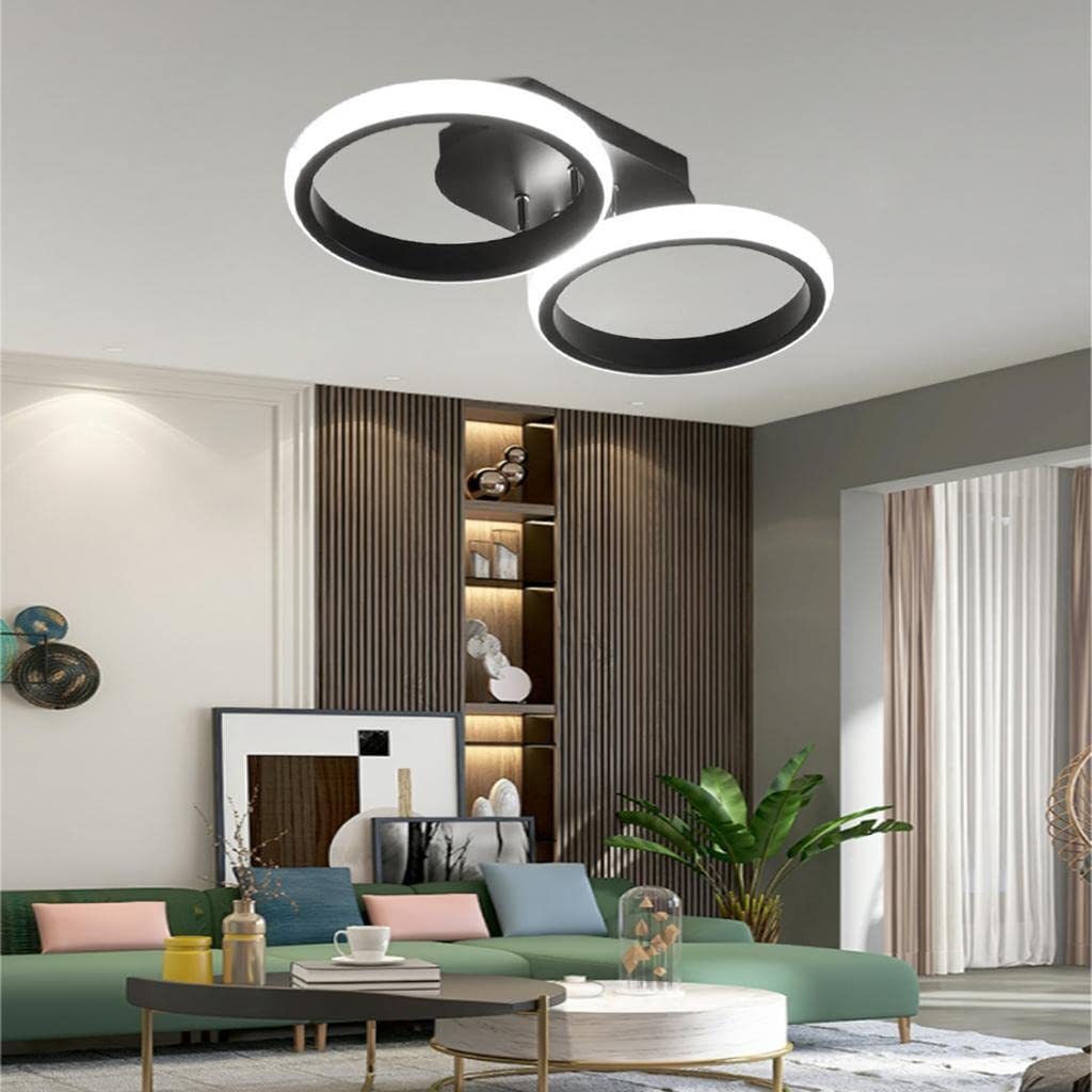 HEAVENGLOW LED Mounted Ceiling Lamp Decorative Lights for Hallway Black Round White-picture-32