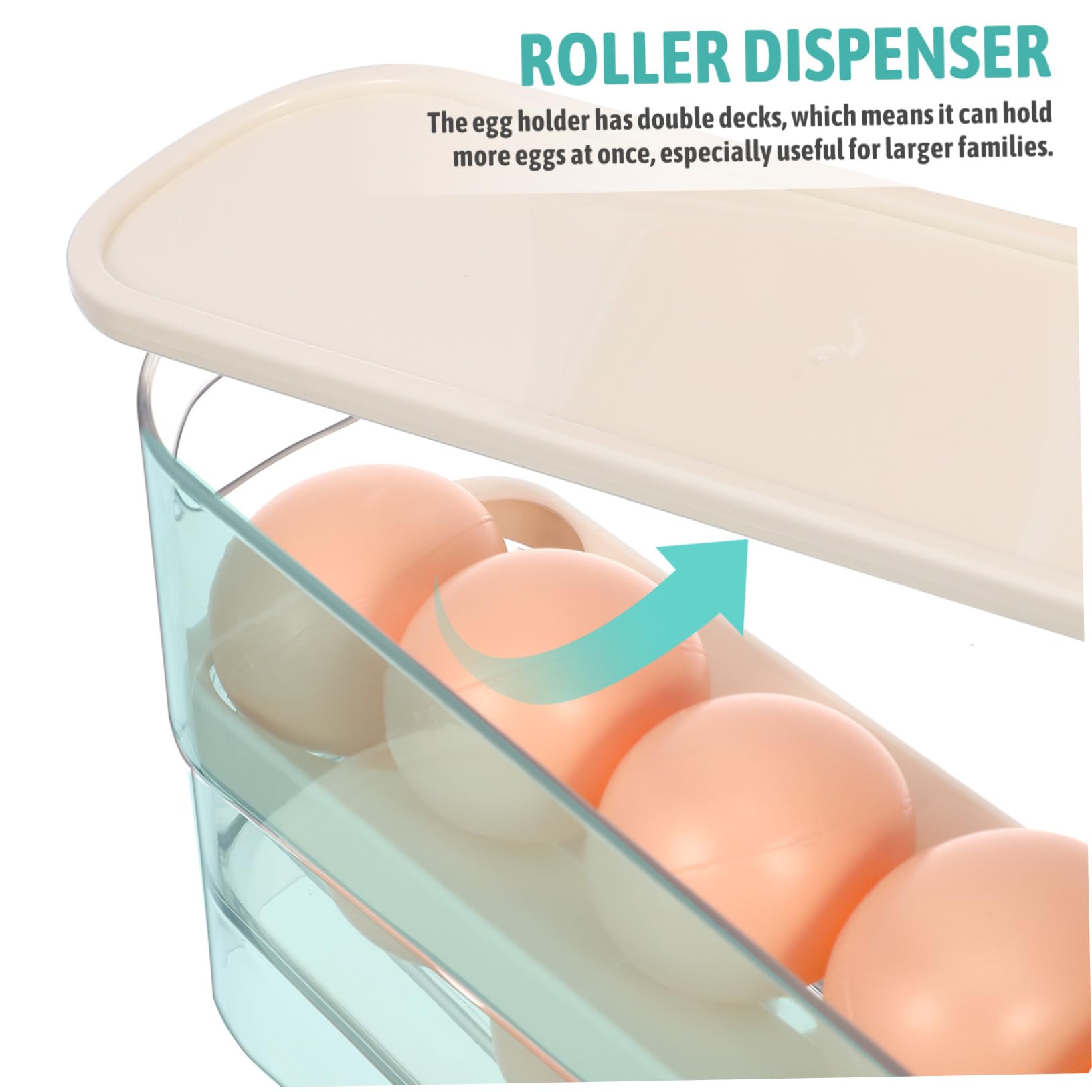 Gatuida Huevos con Rodillo Organizador de Almacenamiento de Huevos Refrigerador Estante de Doble Cubierta para Huevos de Cocina