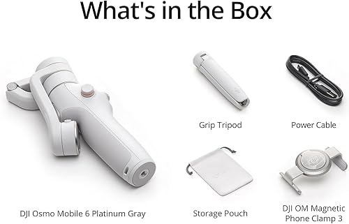 Miniatura 5 de DJI Osmo Mobile 6 estabilizador de cardán para teléfonos inteligentes gris platino, estabilización de 3 ejes, barra de extensión integrada,