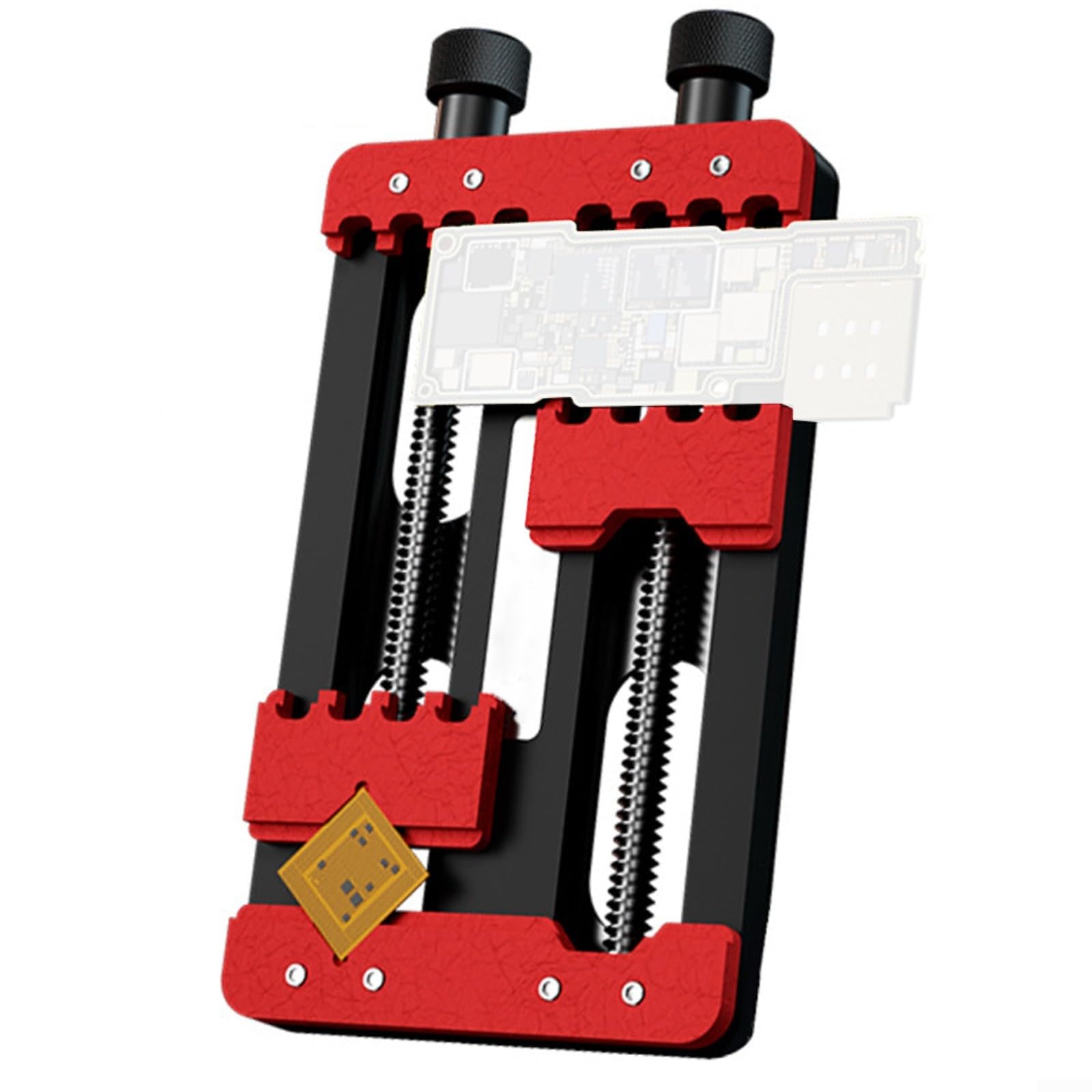 Metall PCB Fixierwerkzeug mit Doppel-Lager Mechanismus für Motherboard Reparatur, Soldering Clamp für IC Chips, 155x80x20mm, Rot/Schwarz