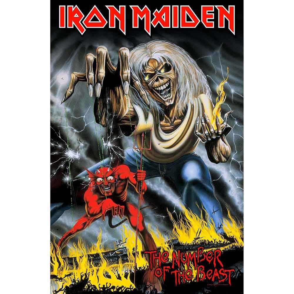 Rock Off Officially Licensed Products Black Iron Maiden Poster Textile Flag Number Of The Beast Official 70Cm X 106Cm Bir Boyut