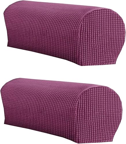 Miniatura 14 de LINGXIYA Juego de 2 fundas elásticas para reposabrazos de felpa suave y elástica, de elastano para sillas/sofás, fundas protectoras para muebles