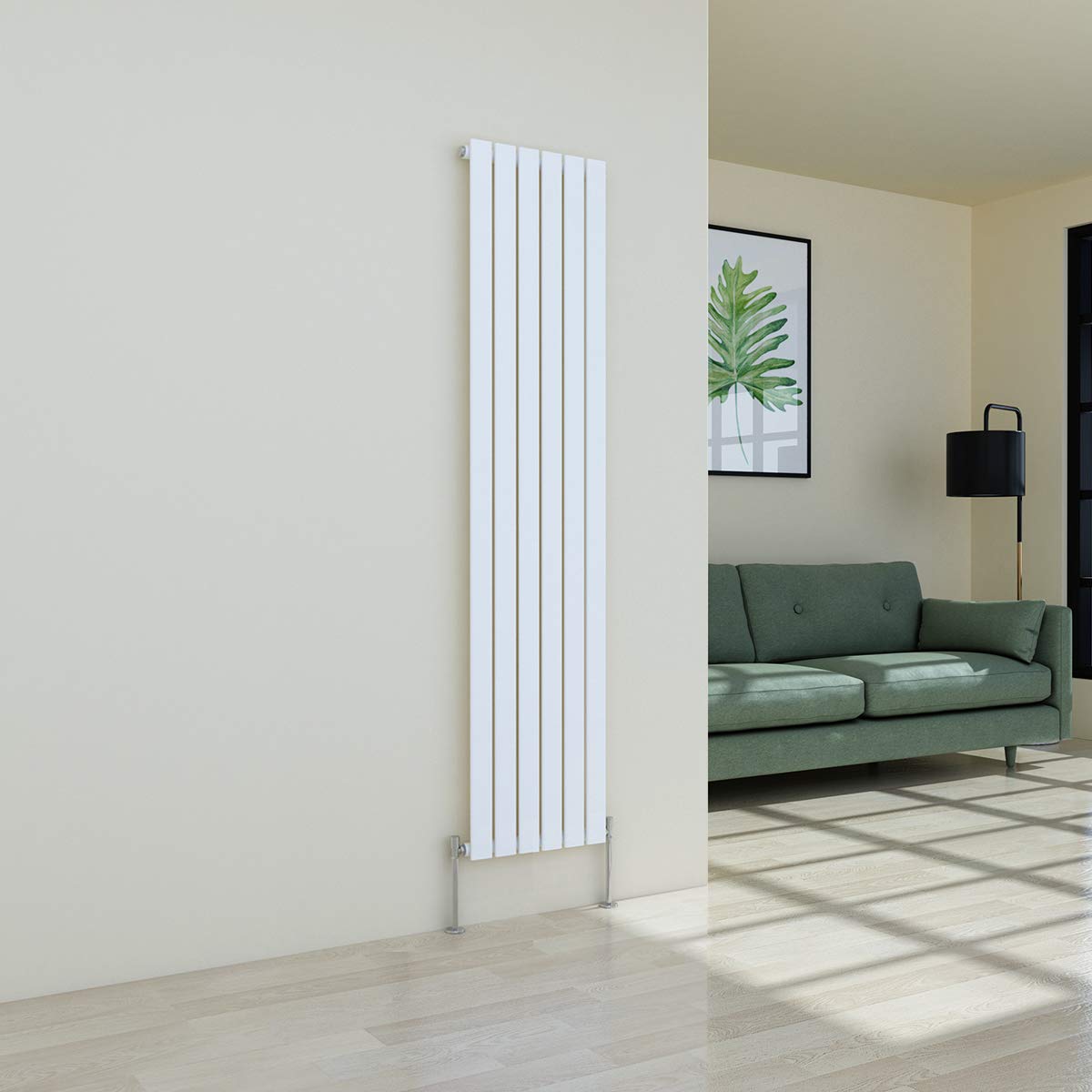 Warmehaus Vertical Designer Radiator Flat Panel Modern Heating Single White Radiator 1800 x 410mm — image 1