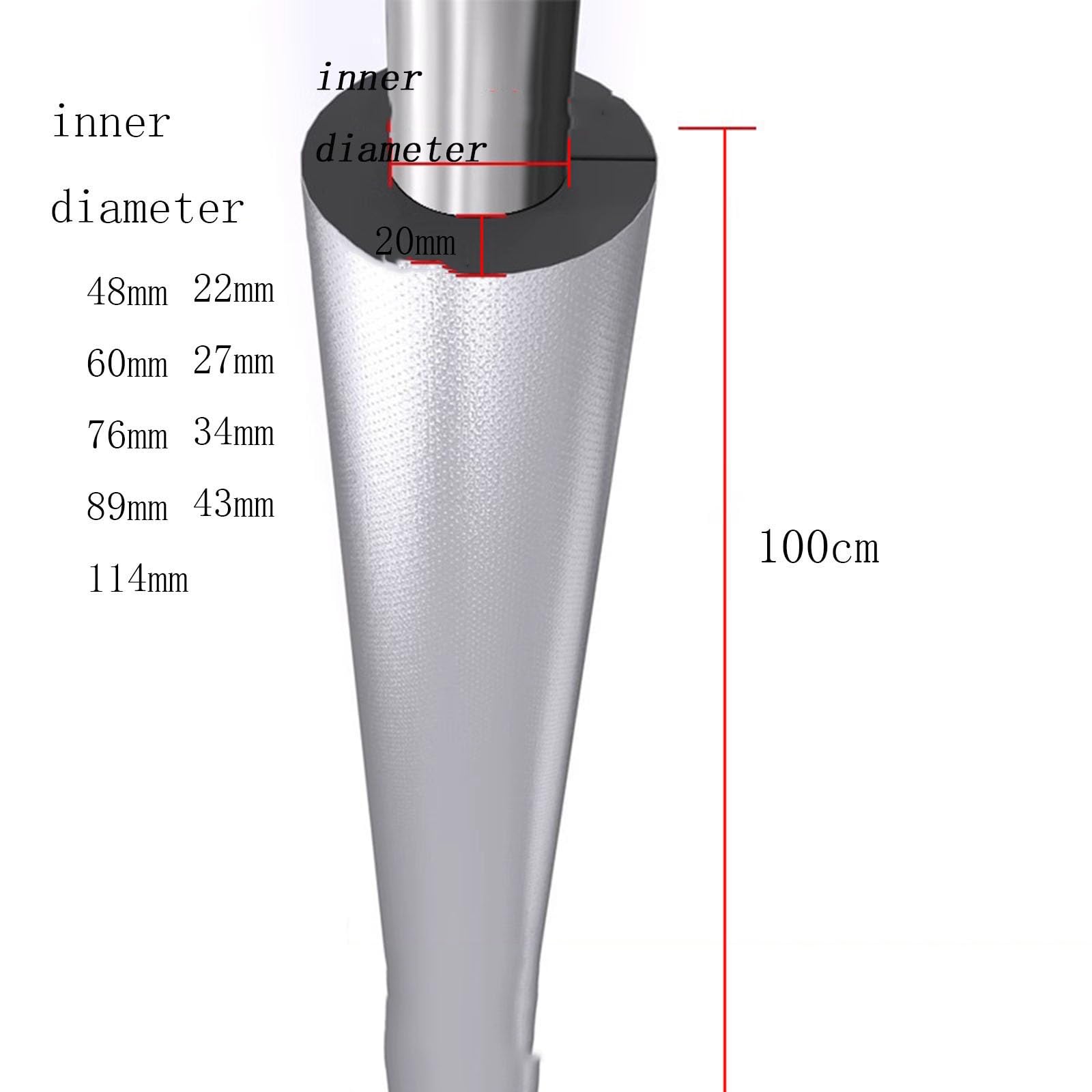 Funda de aluminio autoadhesiva impermeable ignífuga para tuberías de goma y plástico, aislamiento térmico anticongelante, 22 mm x 20 mm x 1 m