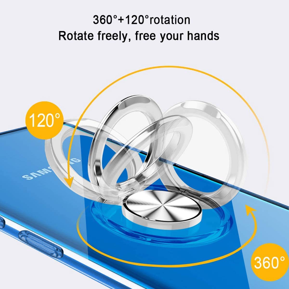 Funda Samsung Galaxy A50 Galaxy A30S de 6,4 pulgadas con anillo, carcasa antigolpes transparente de silicona suave TPU flexible, soporte para coche magnético – Transparente