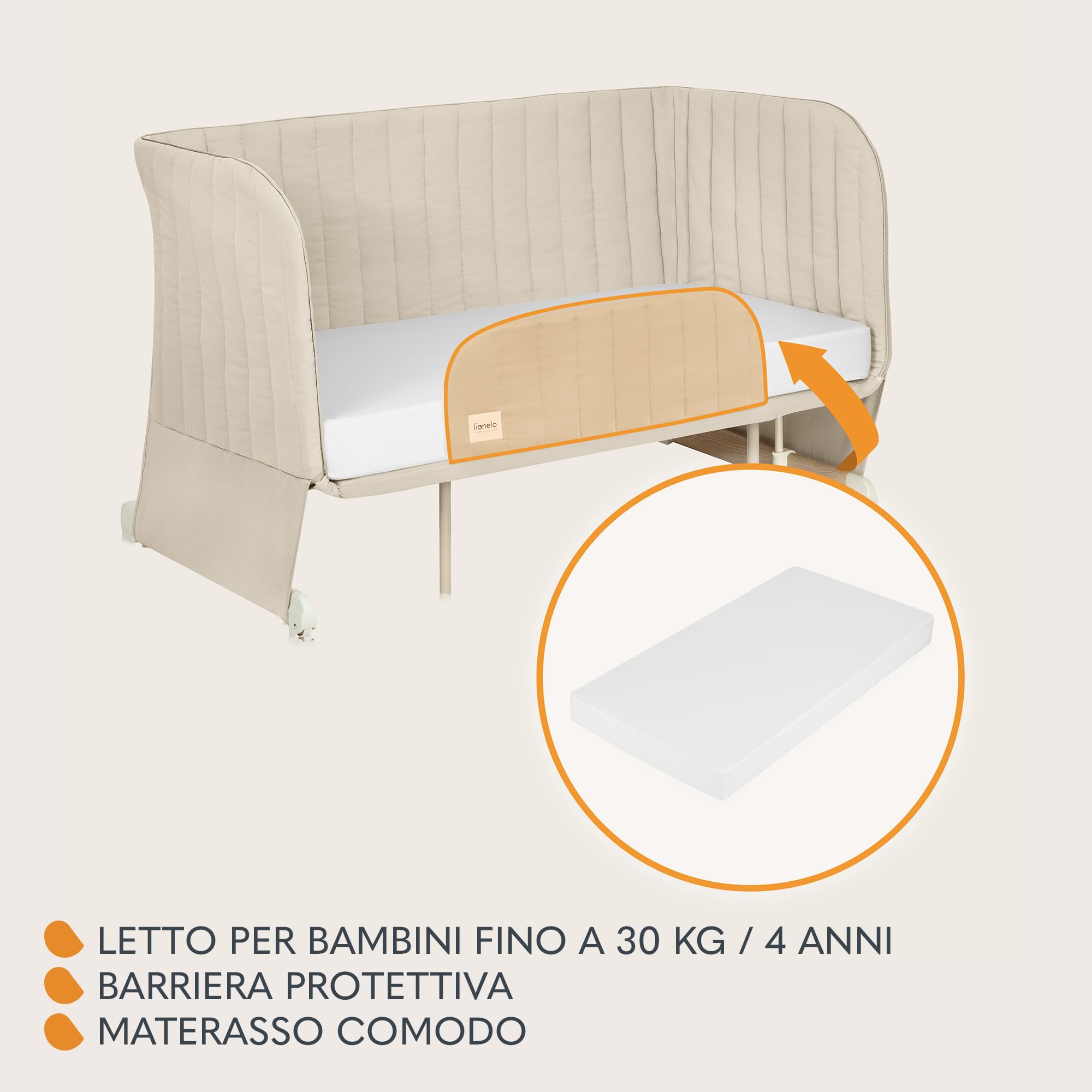 Lionelo Thomi Plus Lettino 5in1 Culla Neonato, Lettino Co-Sleeping, Box Bambini, Letto Junior e Divano, Altezza Regolabile, Materassi in Schiuma T25, Bordi in Rete Traspirante, con Ruote e Accessori