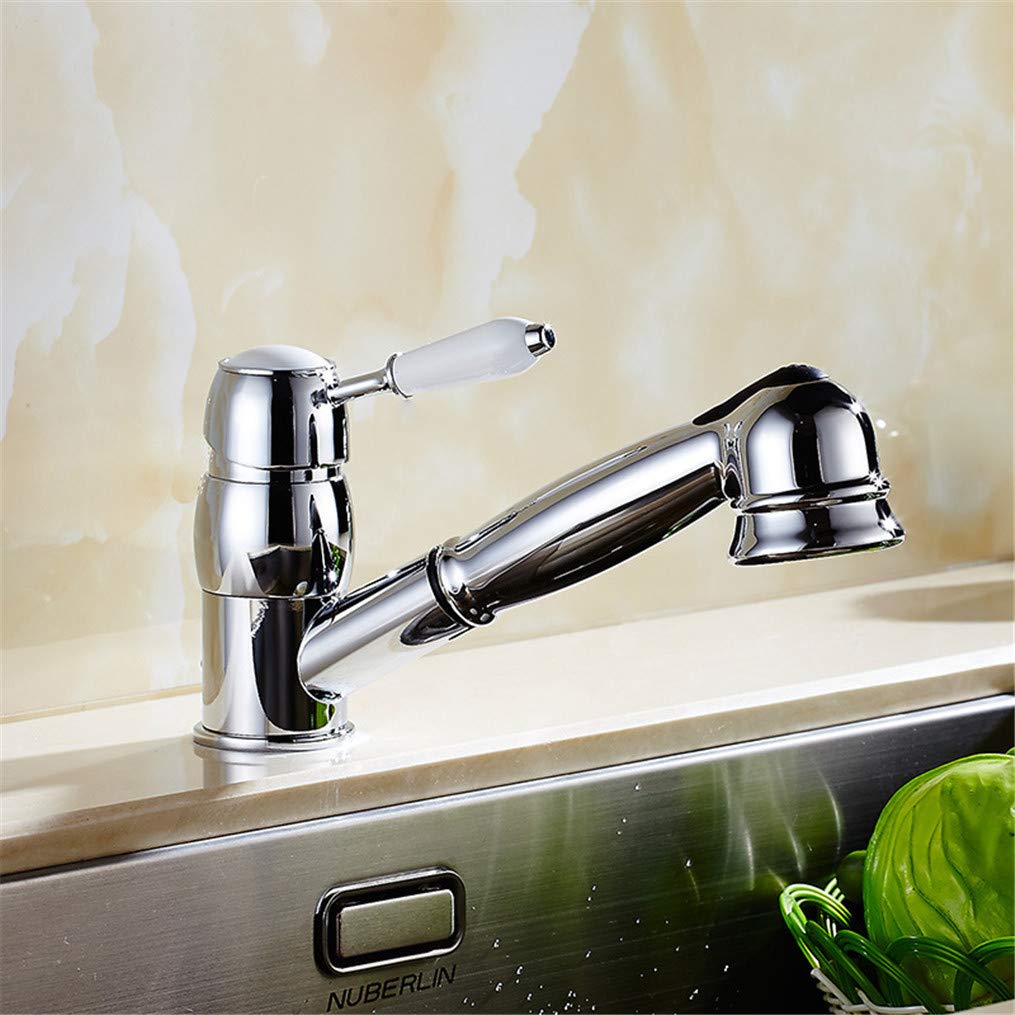 Robinet de cuisine extractible haut de gamme style rétro en chrome