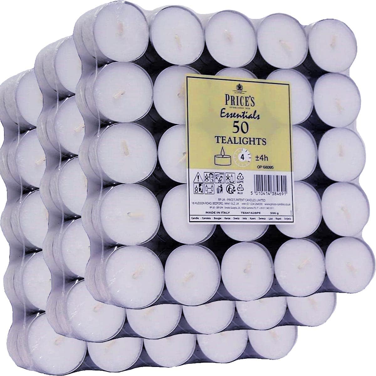 Prices Patent Candles 3 X Pack of 50 White Tealights Bag Amazon.co.uk