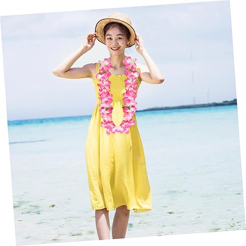 Miniatura 2 de ABOOFAN Falda de hierba hawaiana, conjunto de disfraz de baile, falda de hula tropical, accesorios de flores, diadema, collar, brasier para fiestas