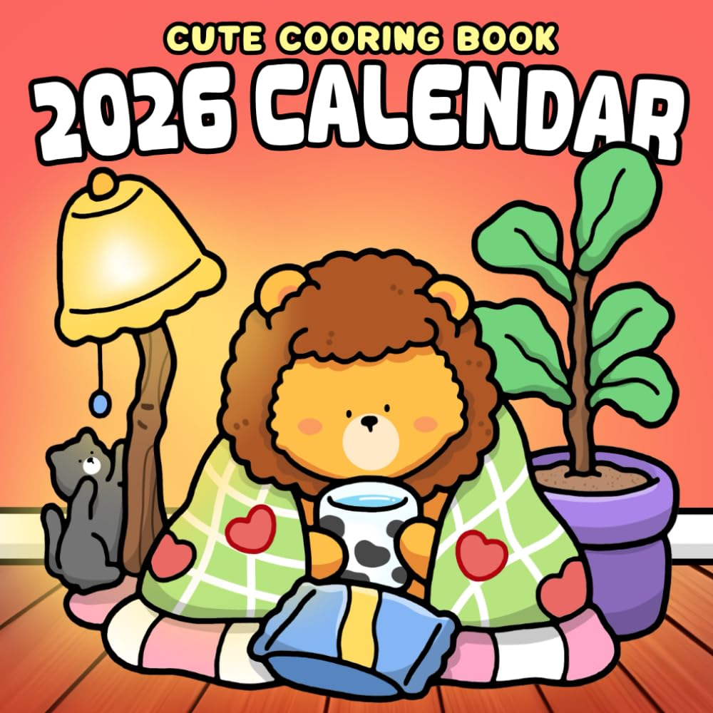 2026 Cute Coloring Calendar Book: Inspiring Monthly Planner Pages with Adorable Animal Characters, Uplifting Quotes and Cozy Coloring Pages for Kids & Adults