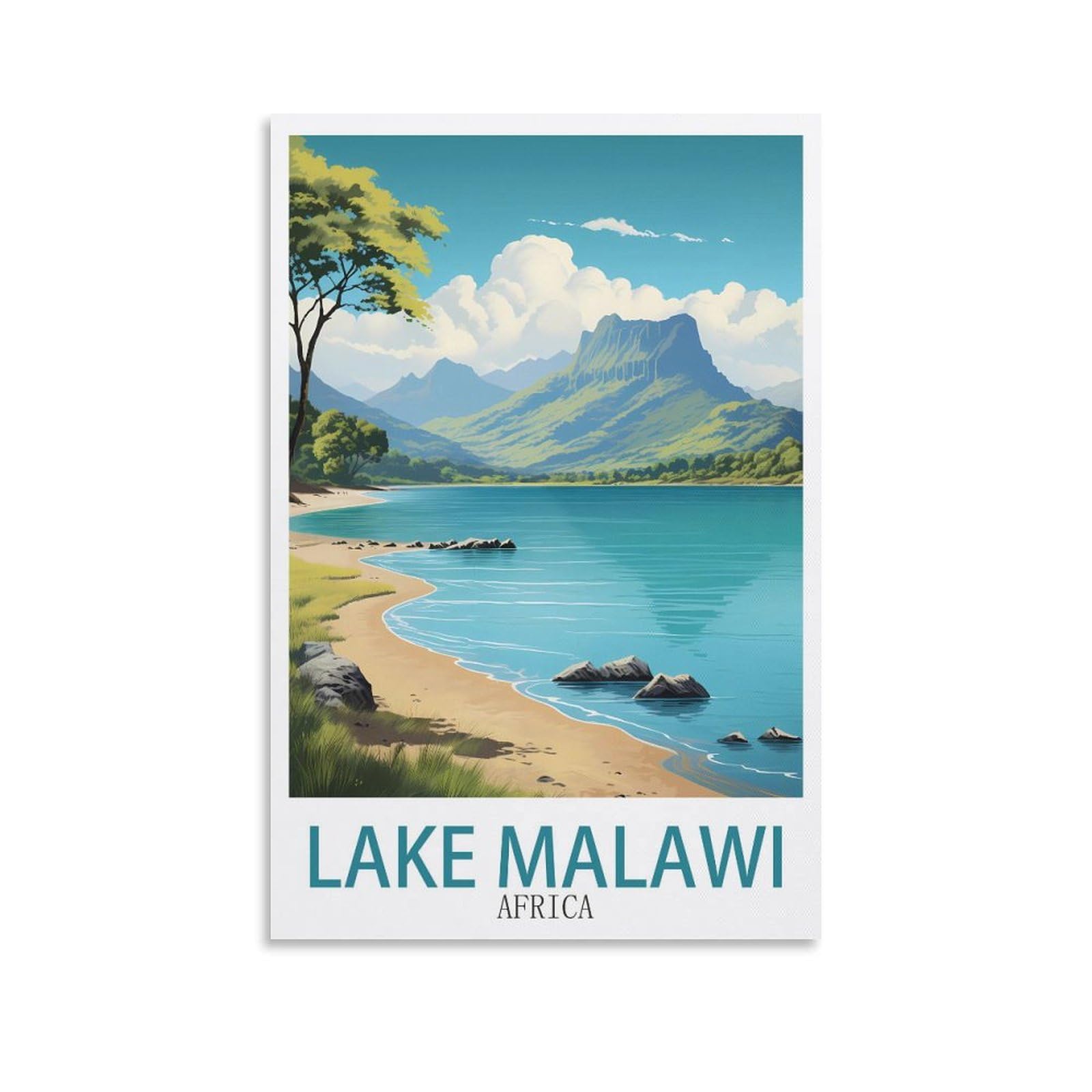 ZBBGGOZ Lake Malawi Africa Vintage Travel Poster 08x12inch(20x30cm) Canvas Wall Posters And Art Picture Print Modern Family Bedroom Decor