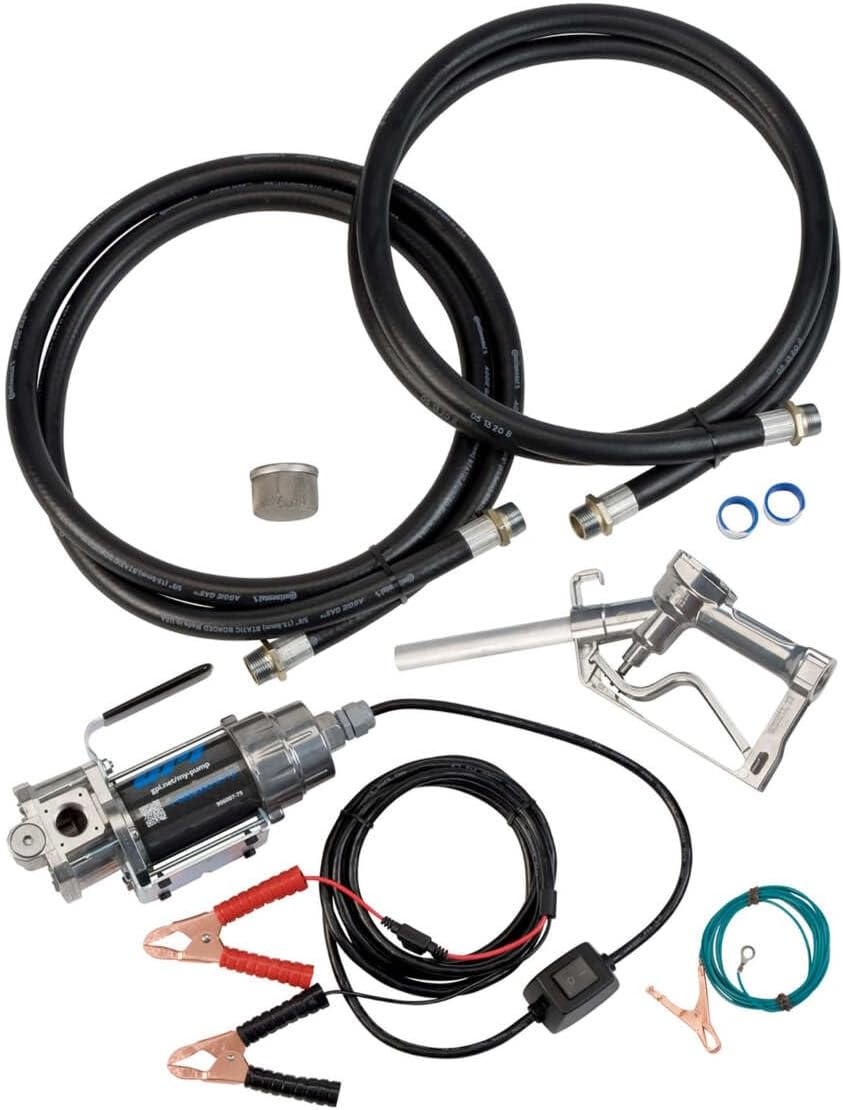 GPI - G8P Portable Fuel Transfer Pump, Manual Shut-Off Nozzle, 8 GPM, 12 Volt (147000-01)