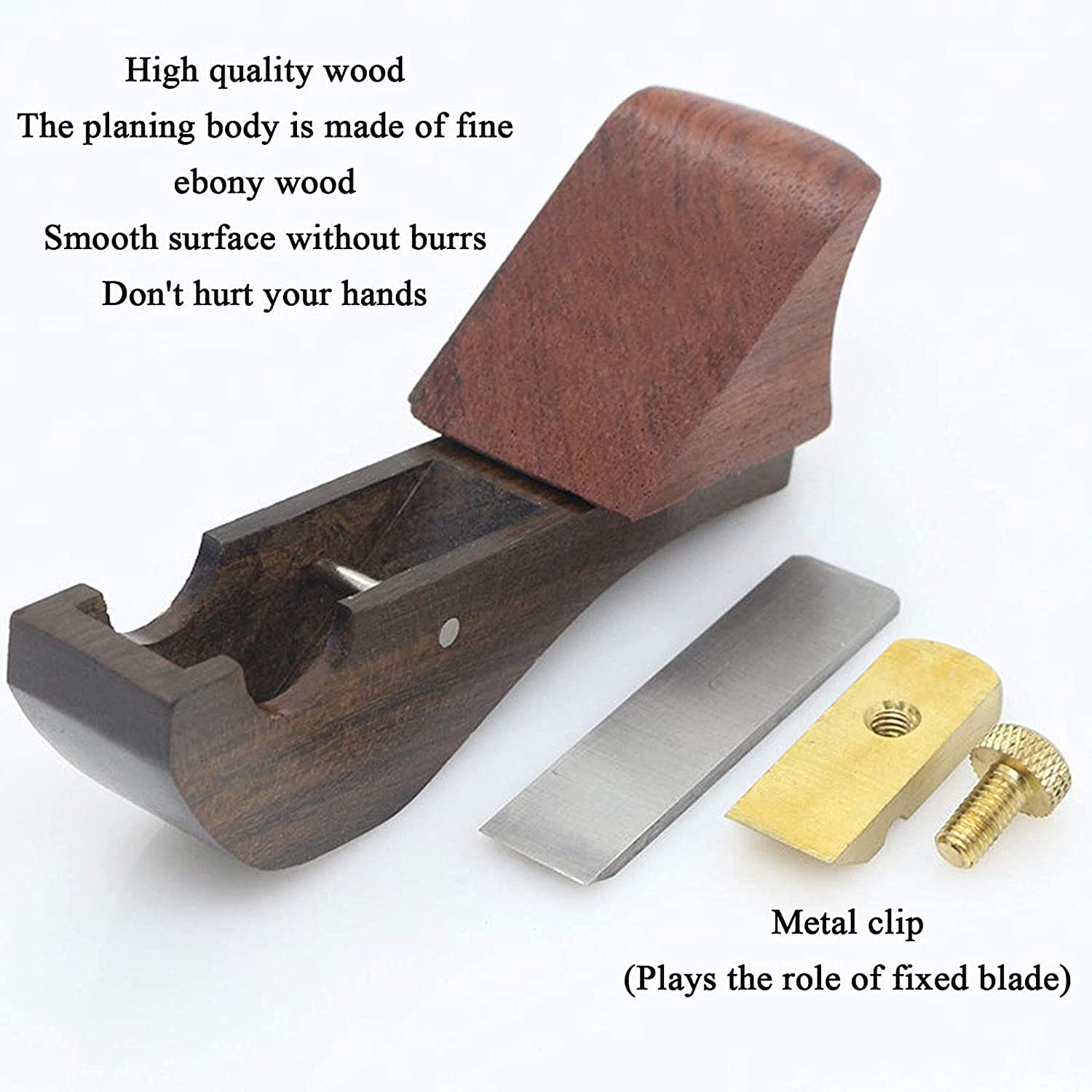 Plano de carpintería, planos de alisado, planos de bloque para madera, cepilladora de madera manual, herramientas de mano ajustables, herramienta de avión de madera de fondo de arco de ébano, adecuada