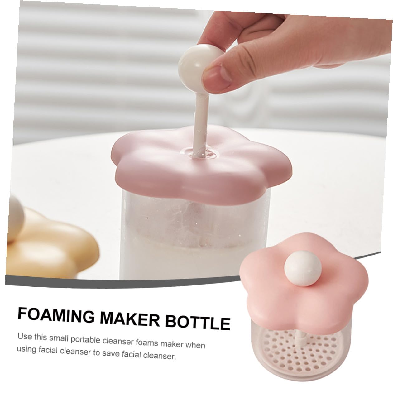 Flacon Moussant pour Visage Portable Outil Manuel de Fabrication de Mousse Nettoyant Facial Flacon Mousseur Rose Pratique Nettoyage Profondeur des Pores