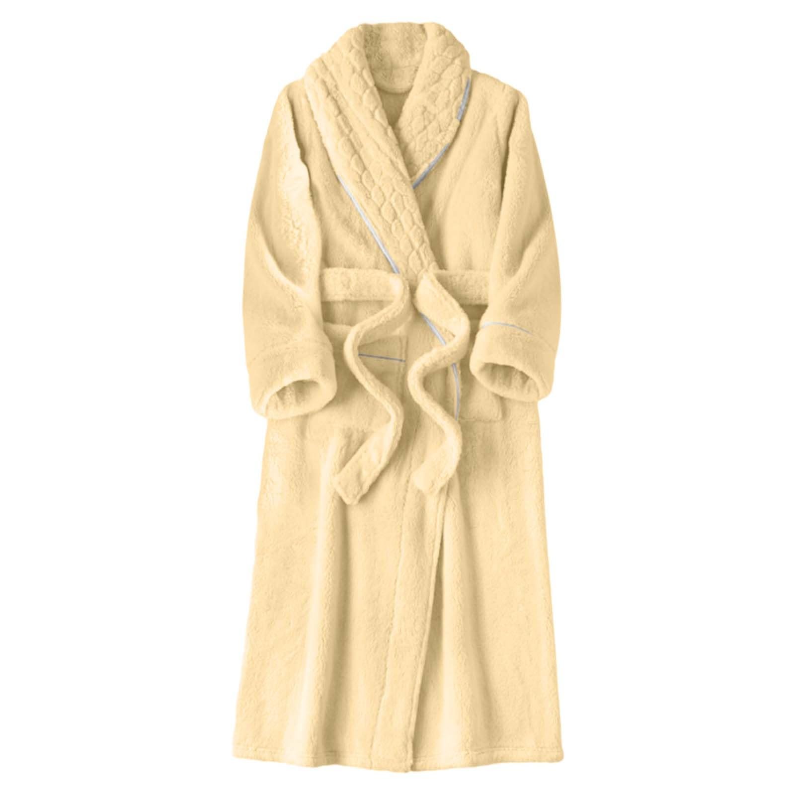 Genérico Albornoz para mujer polar 2026 kimono suave cálido con bolsillos para spa cuidado personal (marrón, XXXL)