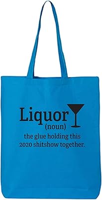 Liquor (noun) Cotton Canvas Tote Bag in Sapphire - One Size