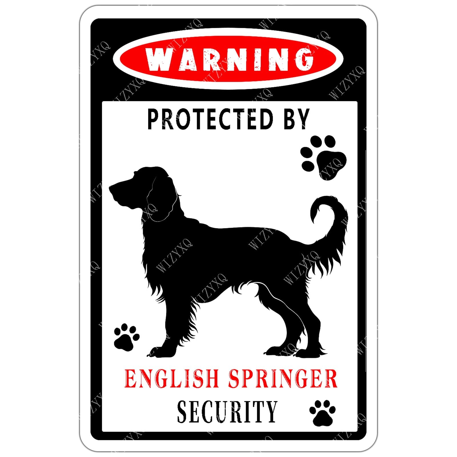 Kwqdozf As Pic Dog Metal Signs Warning Protected By English Springer Security Tin Sign Alu