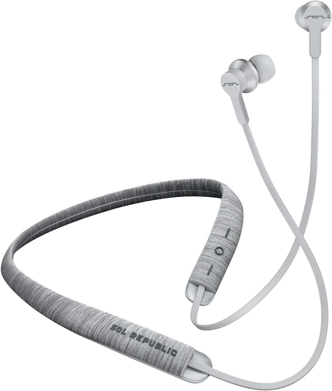 Shadow Fusion Bluetooth Earbuds, Grey 10-Hour Playtime Comfortable Knit Tech Fiber Collar Magnetic Connection Earbuds Flexible Compact Storage Convenient Carrying Case, Gray