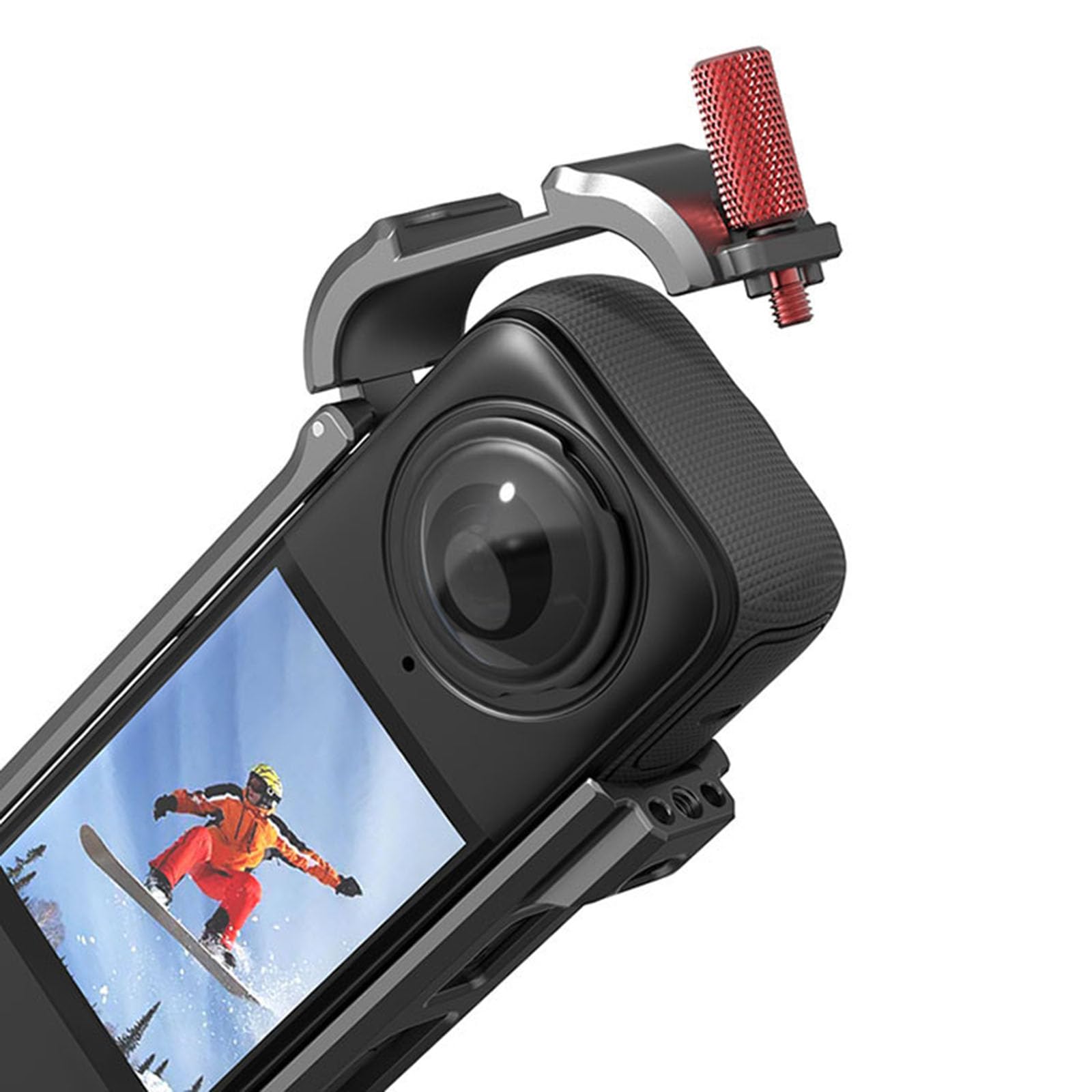 Armazón de aleación de aluminio + cubierta de protección de lente de silicona para Insta360 X4 Cold Shoe Metal Bisel Mount funda protectora para cámara de acción panorámica
