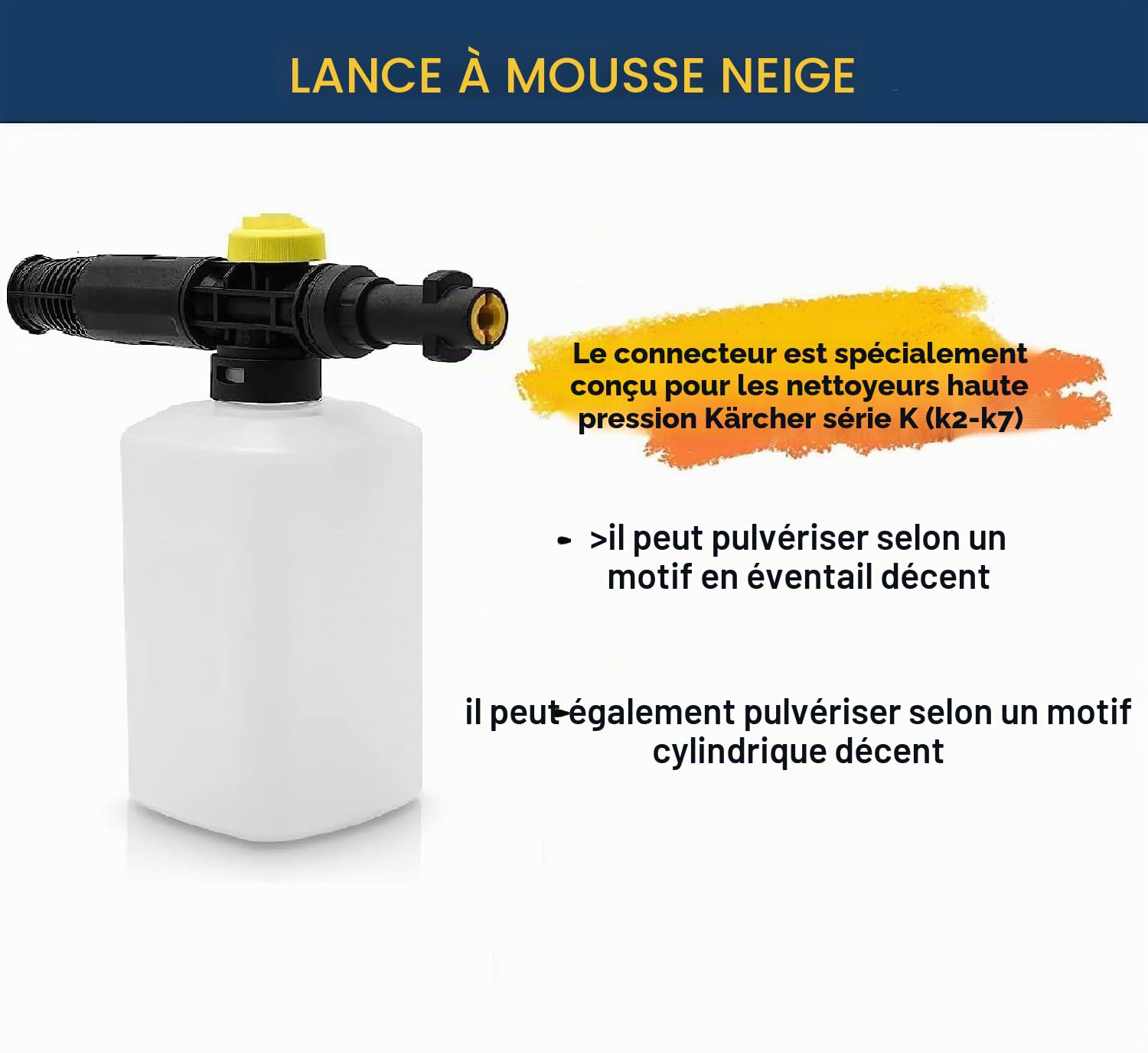 Canon à mousse à haute pression de 750 ml pour Karcher K2 K3 K4 K5 K6 K7, pistolet à mousse neige, nettoyeur à savon pour voiture, buse réglable