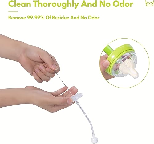 Miniatura 6 de 8 cepillos de esponja para biberón, cepillo para biberón con limpiador de pezones de 3 piezas, 3 cabezales de repuesto y 2 cepillos para popotes,