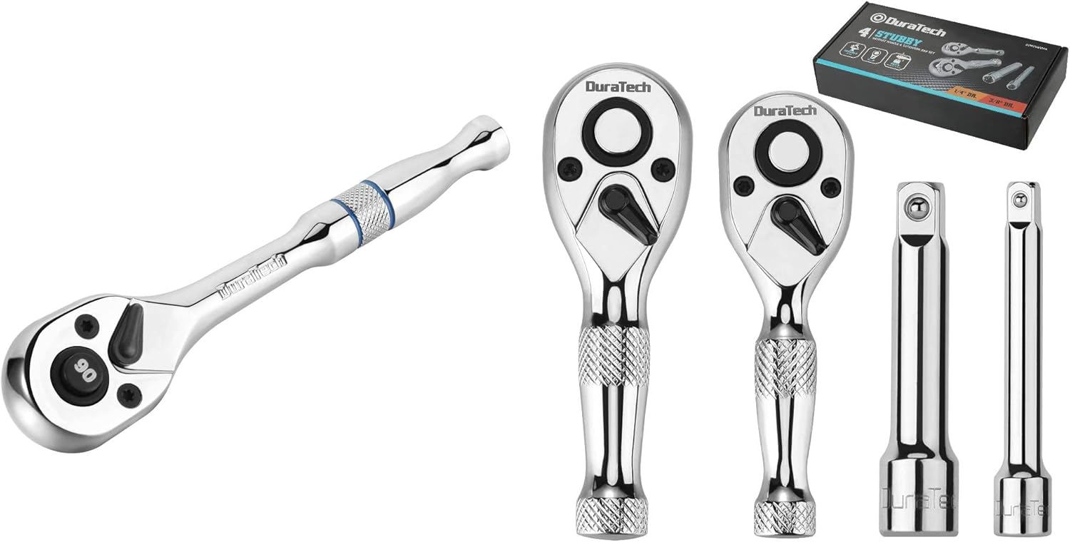 DURATECH 1/4Inch Drive Ratchet Handle, Stubby Ratchet Set, 1/4Inch