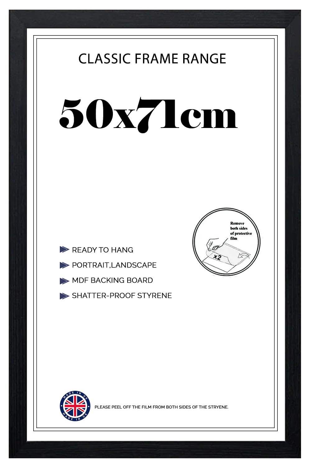Modern Wide Poster Frame 50x71cm MDF HD Clear Front Jigsaw Puzzle Portrait or Landscape Black โ image 1
