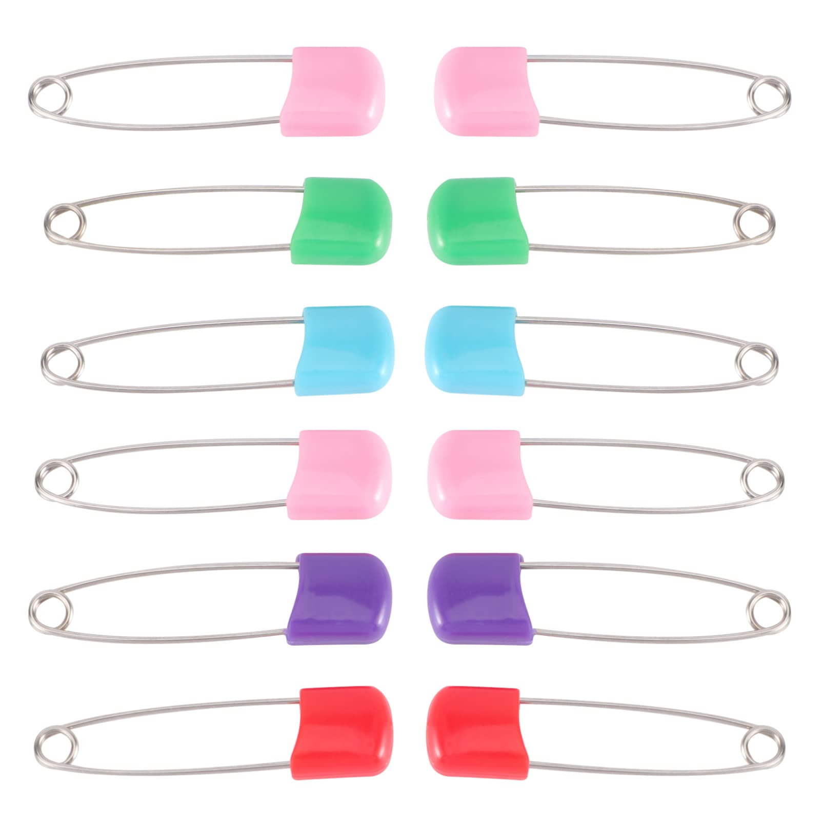 SEWACC 12pcs Diaper Pins Stainless Steel Safety Pins for Newborns Reusable Cloth Diapers Random Color