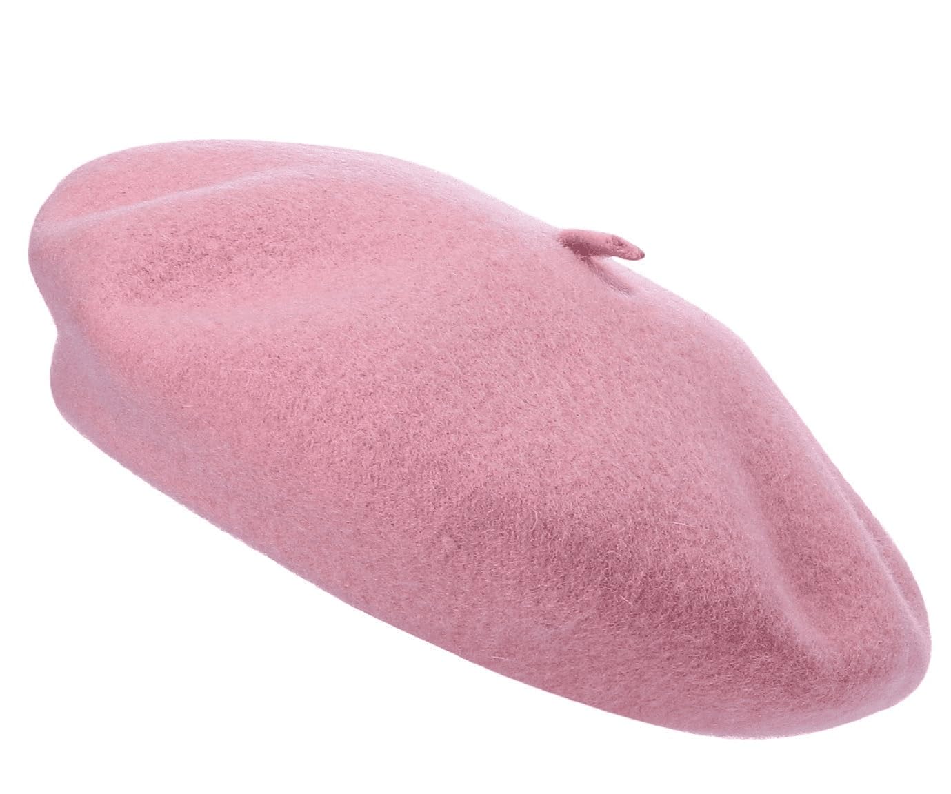 Trendy Lane Unisex Wool Blend Beret – Soft Lightweight Classic French Artist Hat Beanie (1P, L Pink)
