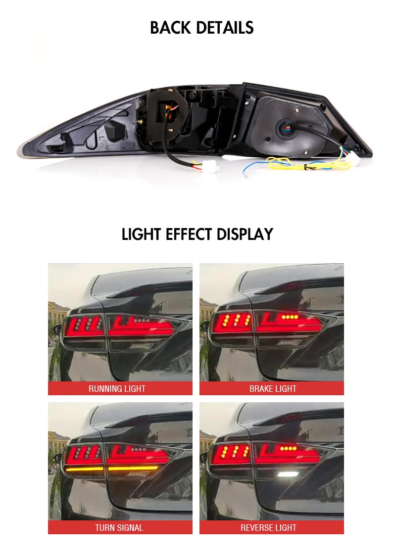 Tail Lights Lexus ES350 ES300h 2013-2018 Startup Amber Sequential Turn Plug Play image 4