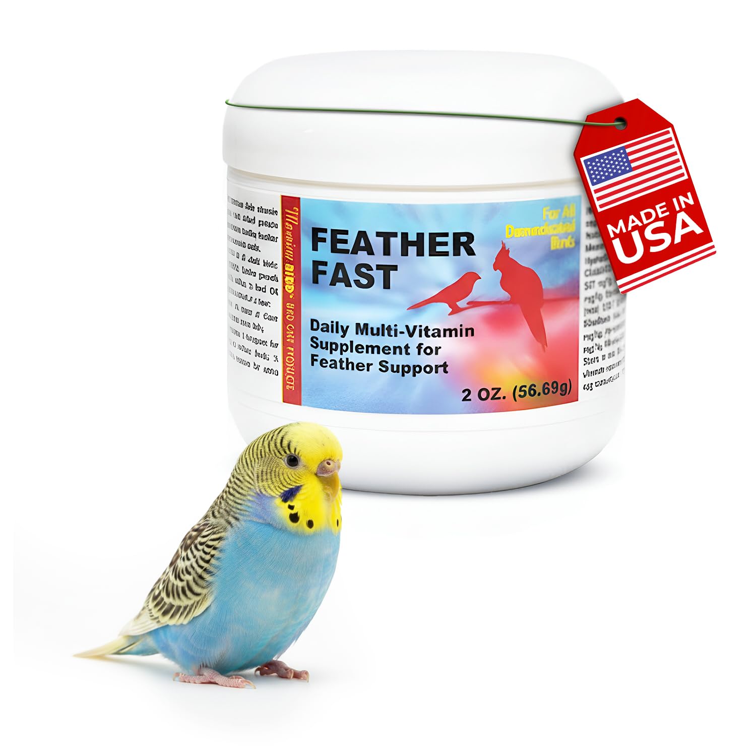 Morning Bird Feather Fast 2 Oz – Multi-Vitamin During Molting Support Supplement for Birds – Amino Acid & Vitamin Powder Formula– Promotes Feather Growth, and Full Plumage for All Adult Birds