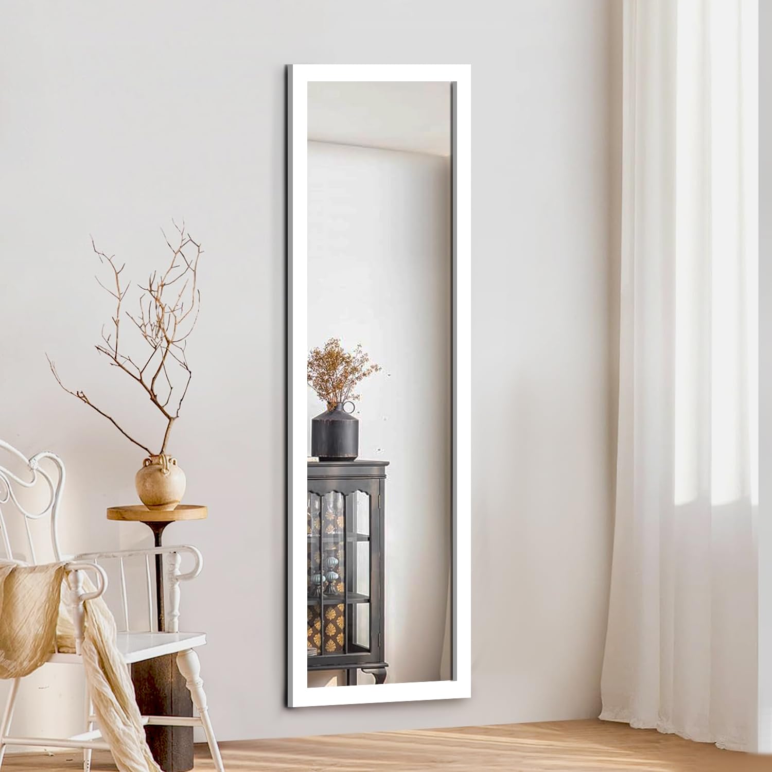 kaevion 4ft White PVC Framed Full Size Long Wall Mirror | Rectangular Full Length Wall Mounted Dressing Mirror for Bedroom Living Room Hall Entryways | Home Decor Glass-image-32
