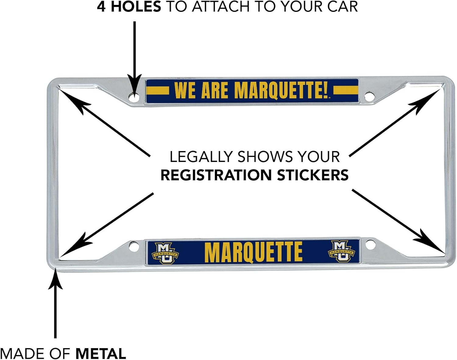 Desert Cactus Marquette University Car Accessories Golden Eagles Metal License Plate Frame and Tag Holder for Front or Rear of Car (Slogan 2 A) - Image 4