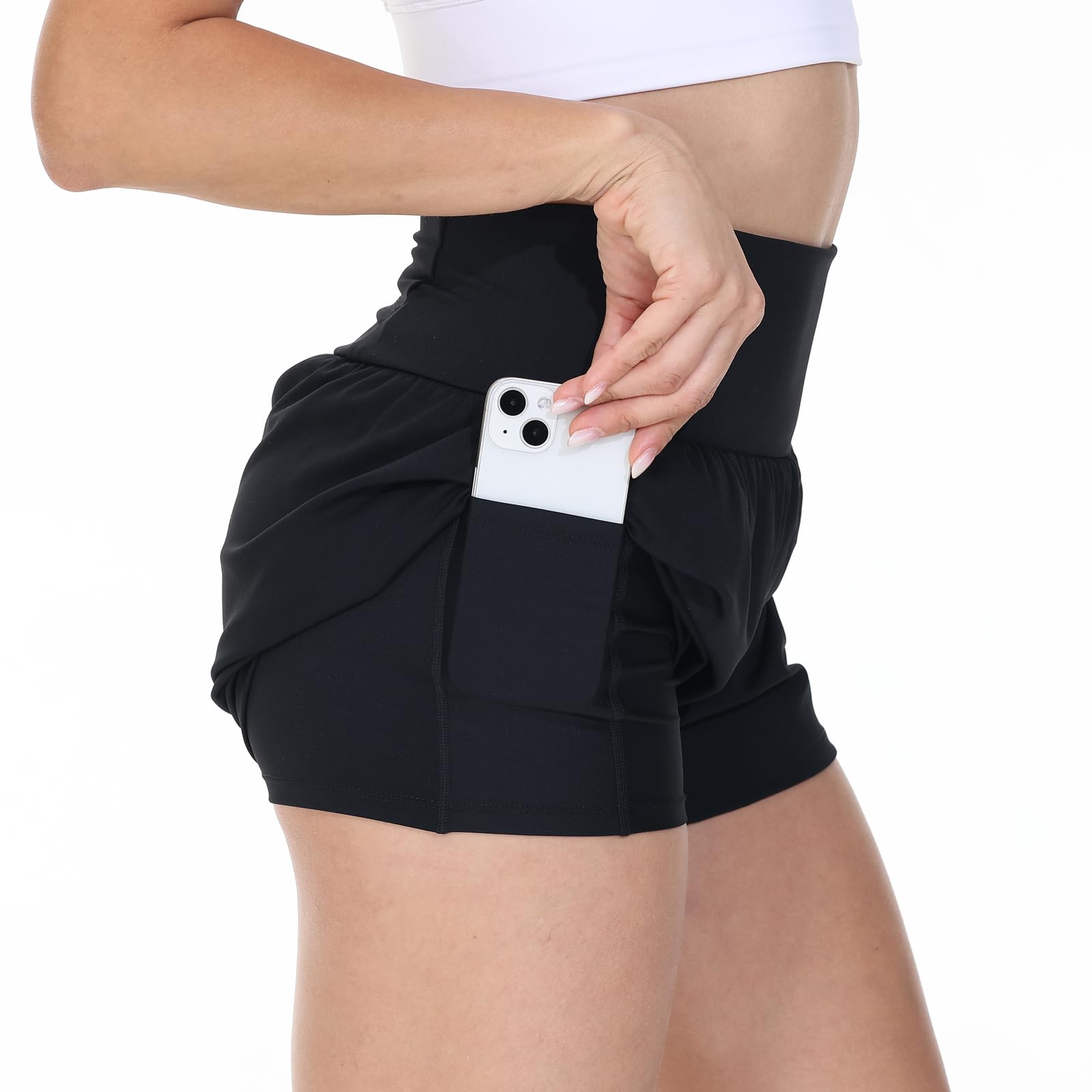 Blaosn Flowy Laufshorts für Damen, Workout, athletisch, Fitnessstudio, Yoga, hohe Taille, mit Taschen, niedlich, kurze Hose, lässiger Sommer