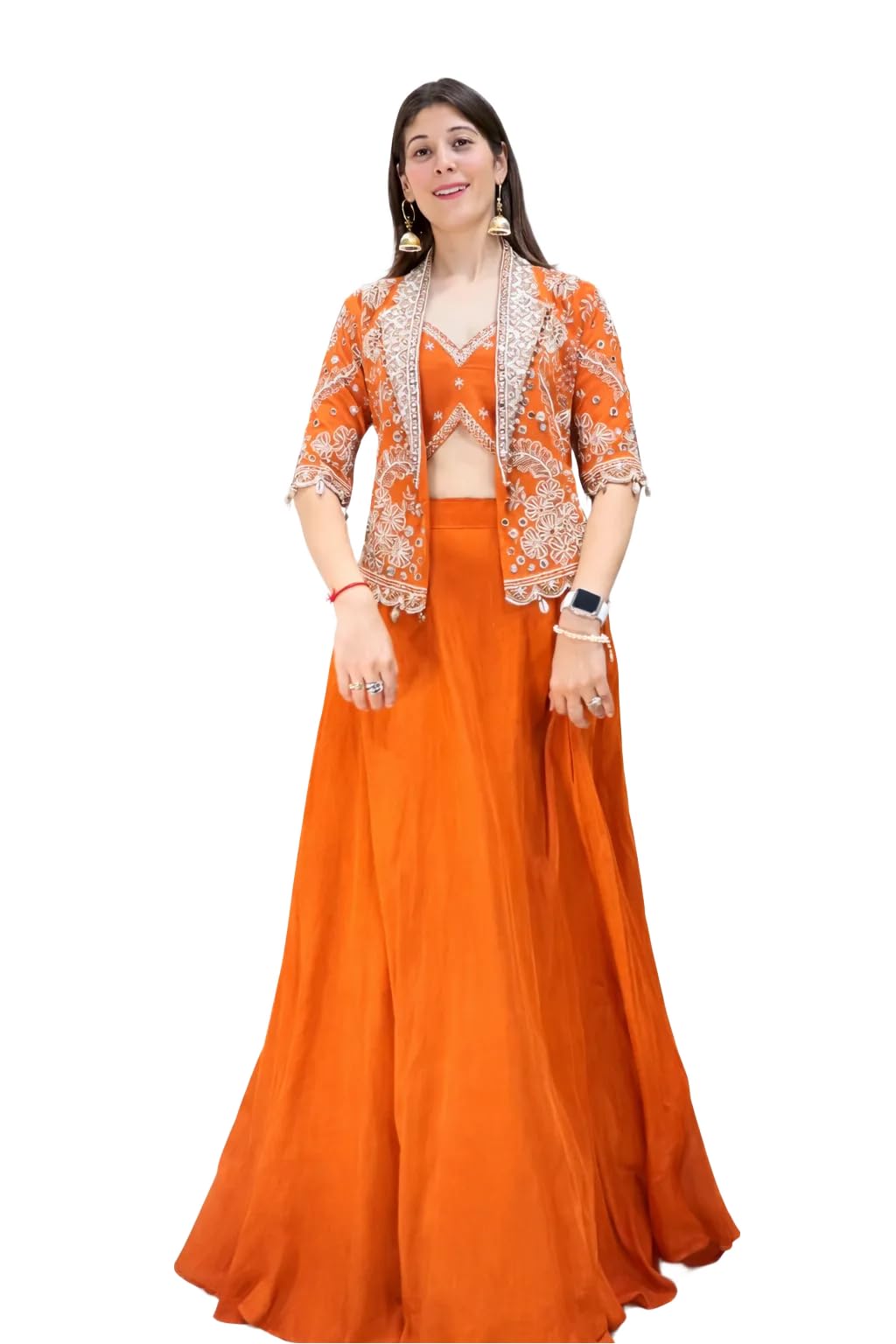 Women Rangoli Lehenga Set with Blouse and Jacket Embroidery Work Ethnic Wear-image-28