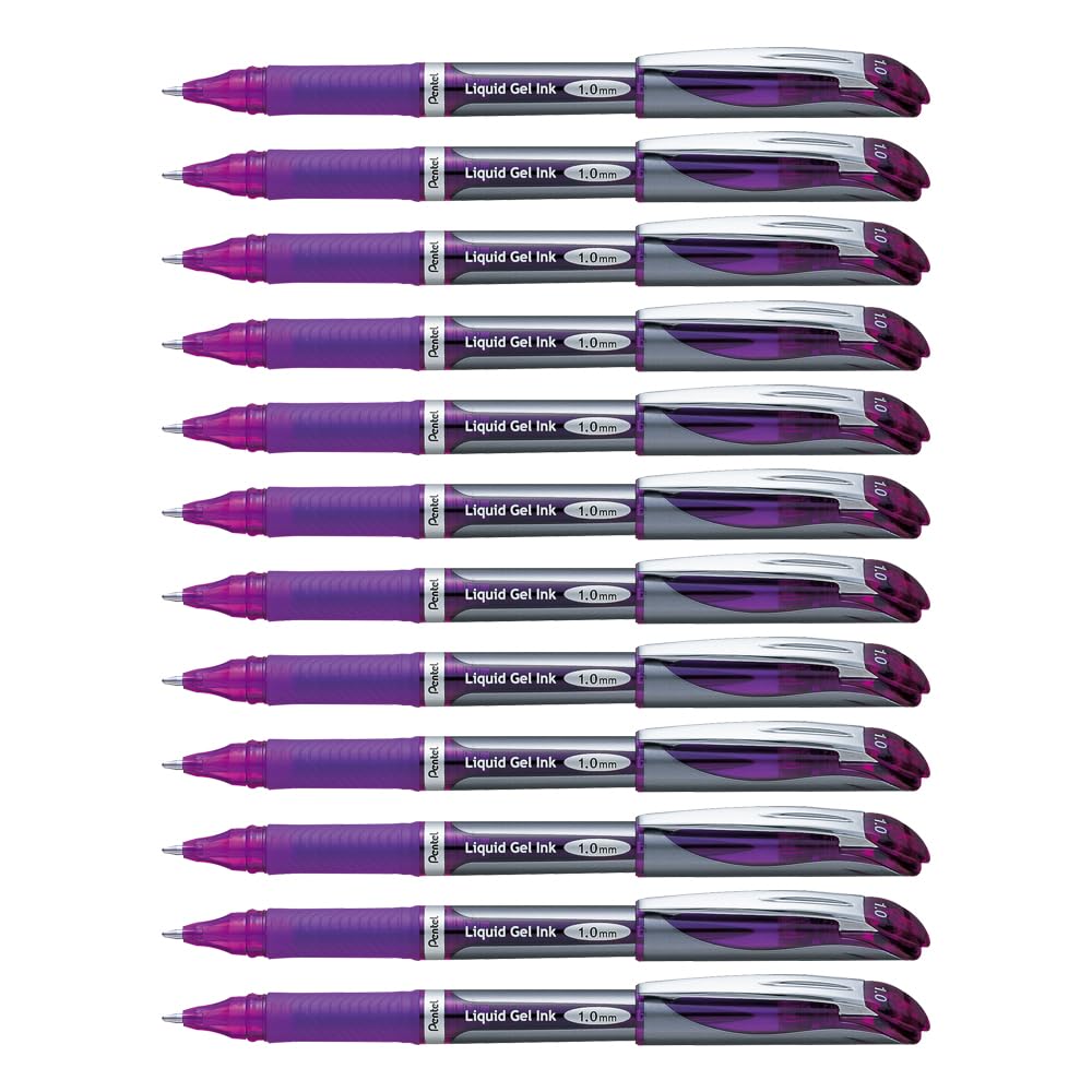 Pentel BL60-V Gel-Tintenroller EnerGel mit Kappe 1,0 mm, 12 Stück, violett