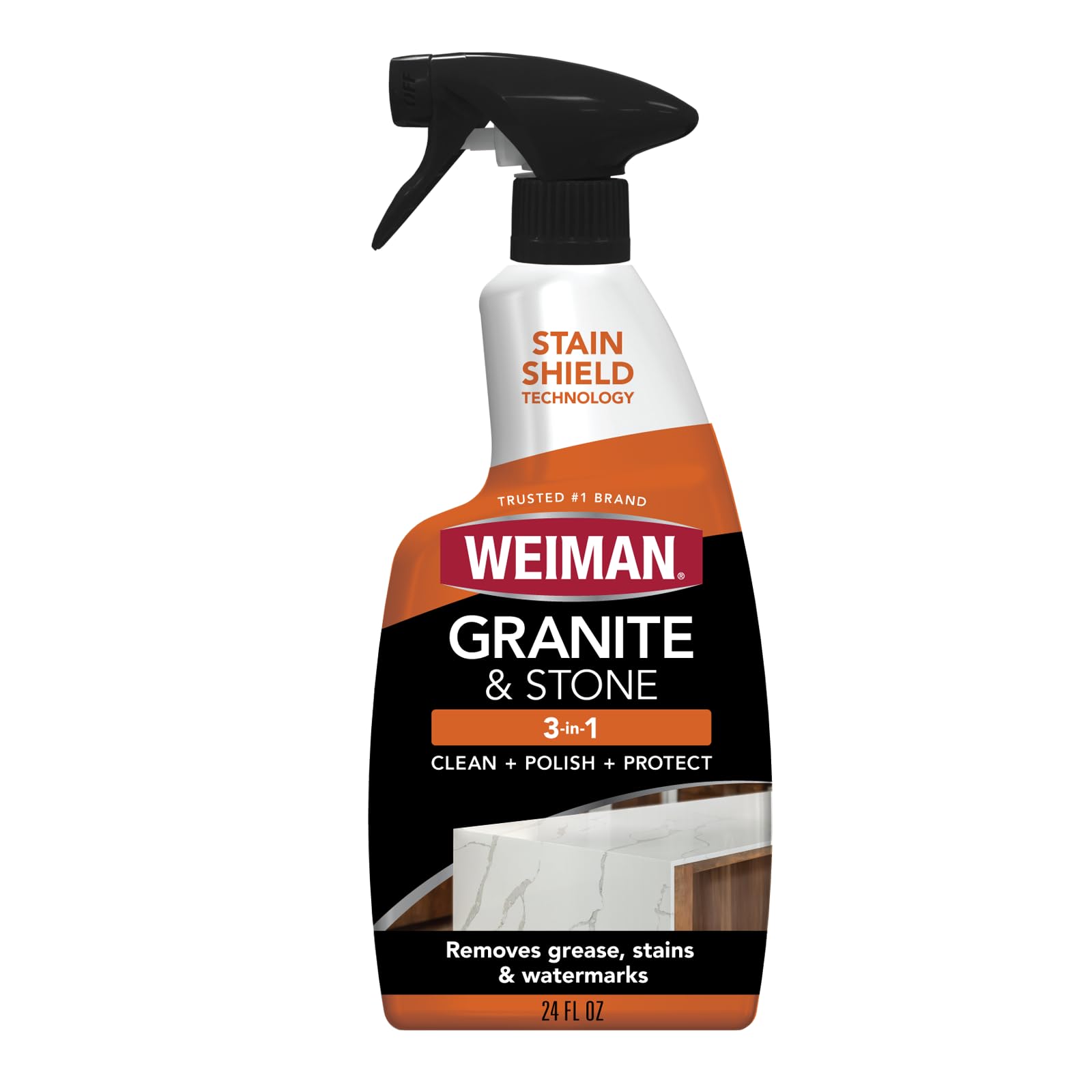 Weiman Granite Stone Clean, Polish and Protect - 24 Ounce - Streak-Free, pH Neutral Formula for Daily Use on Interior and Exterior Natural Stone