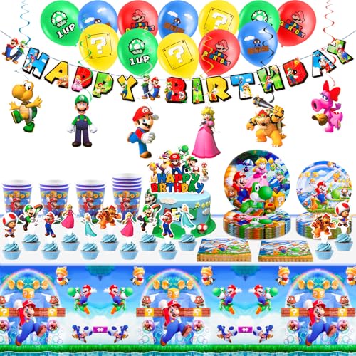 95 peças Mari conjunto de decoração de aniversário com pratos toalha guardanapos balões decoração para festas