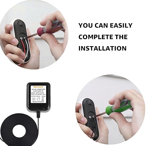Miniatura 3 de Cable de carga de 26 pies para timbre de timbre, Ring Video Doorbell Pro y Ring Video Doorbell 2 Adaptador de corriente 24V500mA Transformador