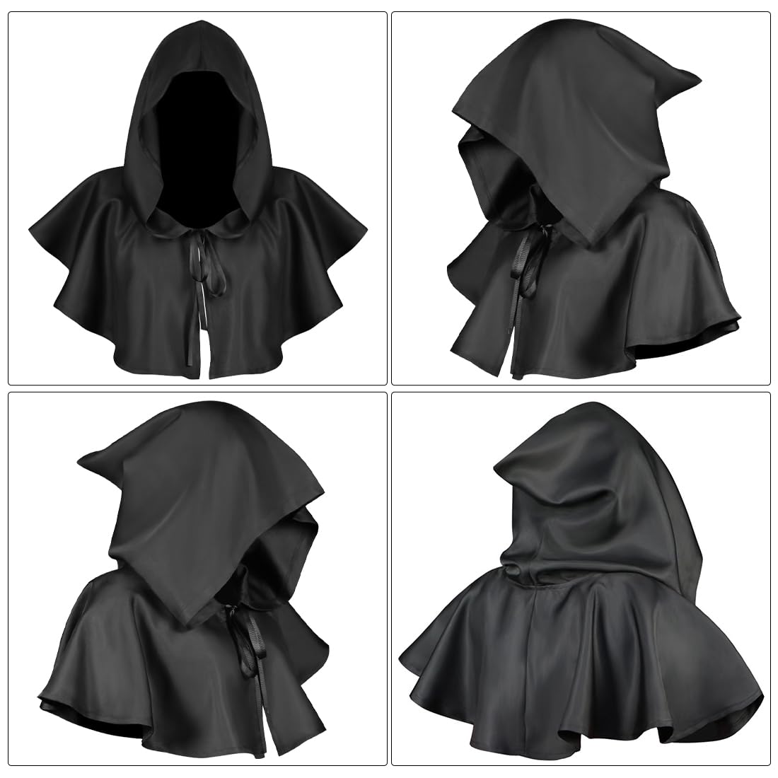 Capa Negra Con Capucha De Halloween 140 Cm | Disfraz De Muerte Y Vampiro Para Cosplay Y Carnaval